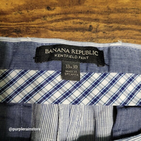 Banana Republic Kentfield Pants 33x30 Linen Cotton Stripe Pockets Preppy Coastal - Picture 3 of 11